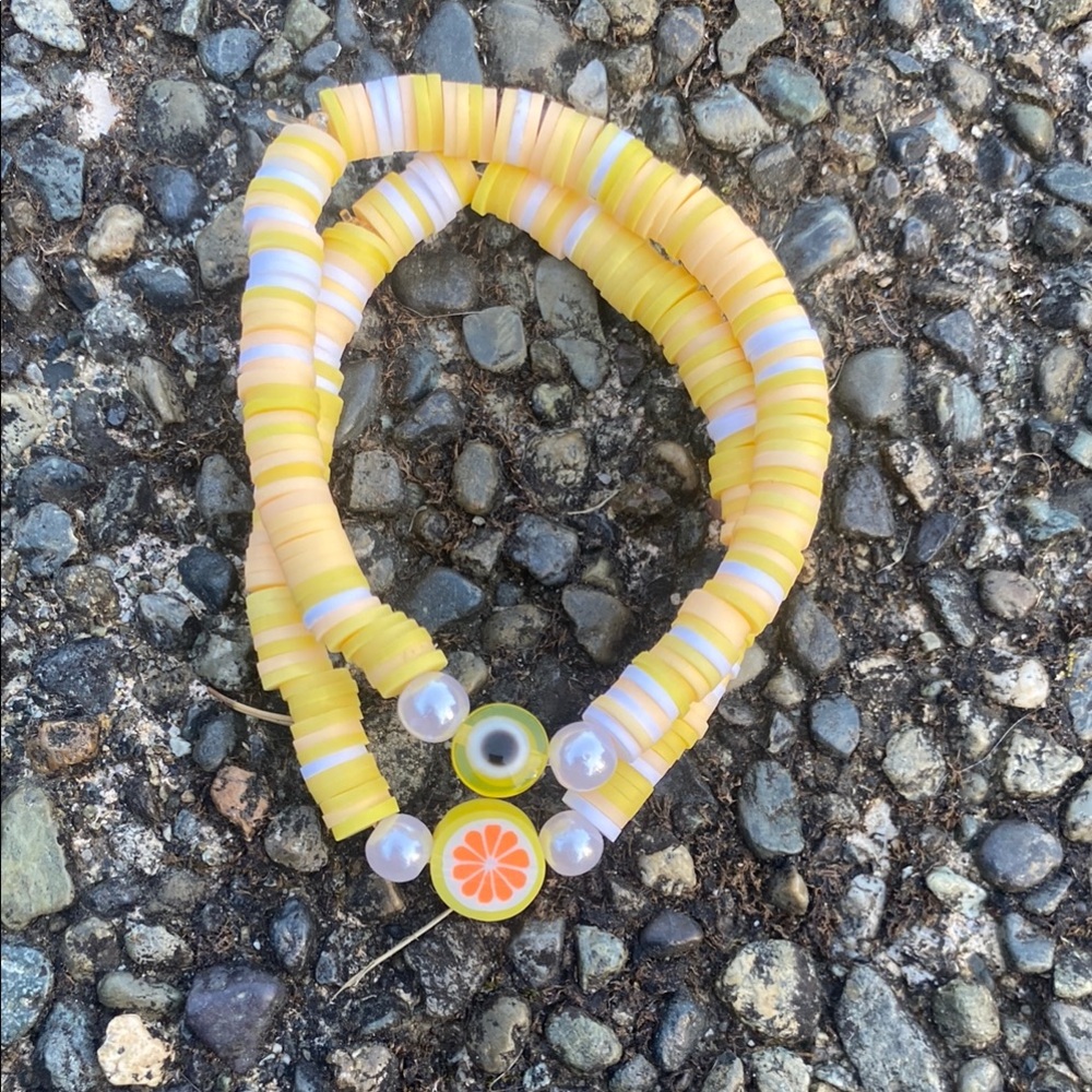 Yellow and White Kids Beaded Bracelet